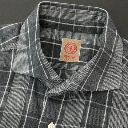 [Used] GIANGI Cotton Check Horizontal Collar Casual Shirt Gray x White [40] [Condition Rank B] [Men&