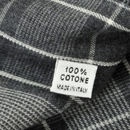 [Used] GIANGI Cotton Check Horizontal Collar Casual Shirt Gray x White [40] [Condition Rank B] [Men&