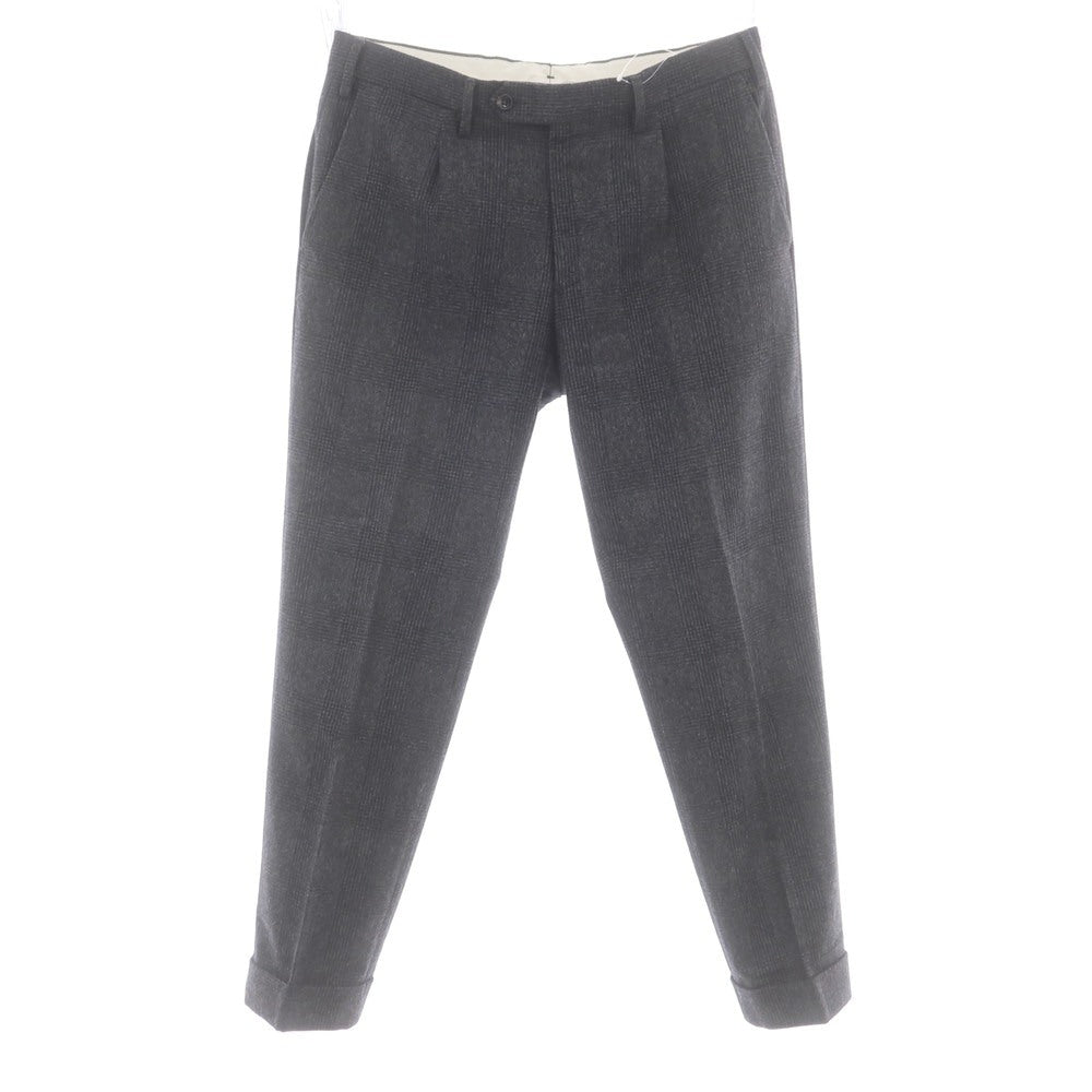 【中古】ジェルマーノ GERMANO ウール チェック ドレススラックスパンツ グレーxブラック【 48 】【 状態ランクC 】【 メンズ 】