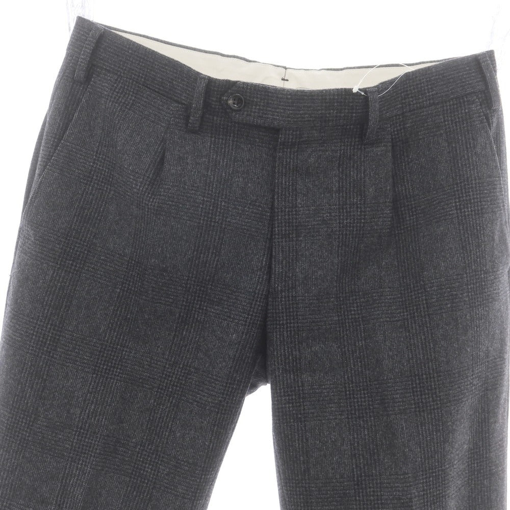 【中古】ジェルマーノ GERMANO ウール チェック ドレススラックスパンツ グレーxブラック【 48 】【 状態ランクC 】【 メンズ 】