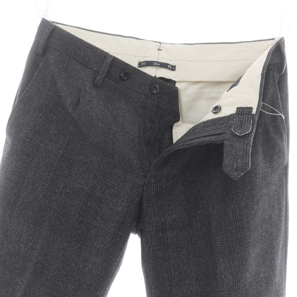 【中古】ジェルマーノ GERMANO ウール チェック ドレススラックスパンツ グレーxブラック【 48 】【 状態ランクC 】【 メンズ 】