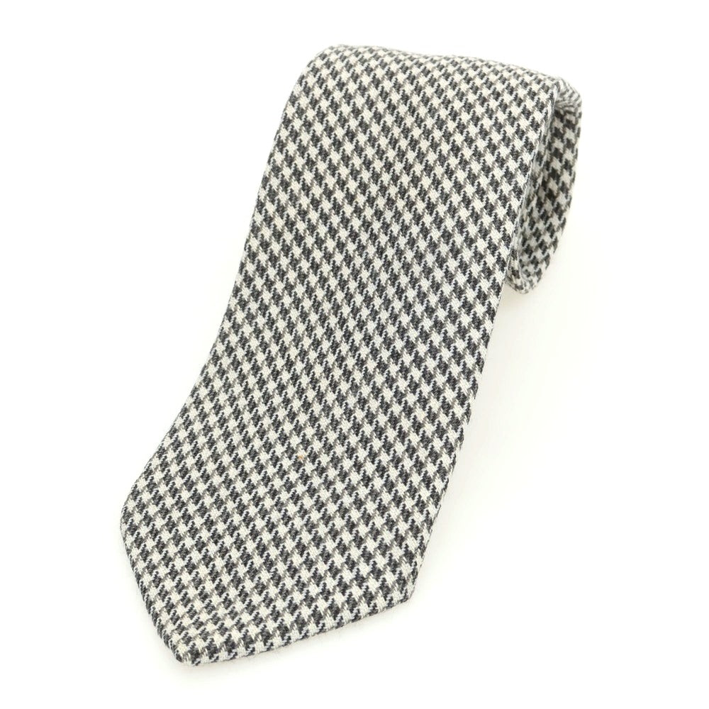【中古】グッチ GUCCI ウール ハウンドトゥース チェック柄ネクタイ グレーxホワイト【 状態ランクC 】【 メンズ 】