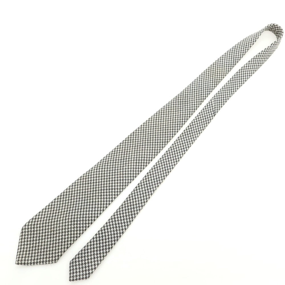 [Used] Gucci wool houndstooth checkered tie, grey x white [Condition: C] [Men&