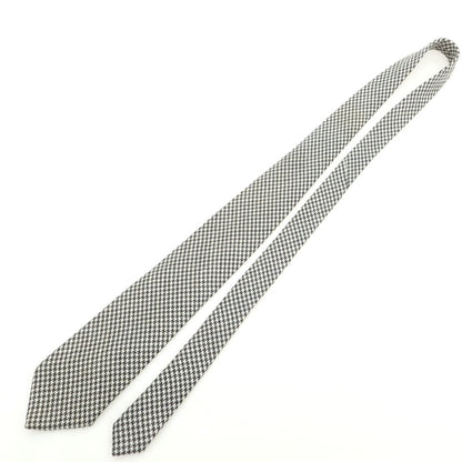 [Used] Gucci wool houndstooth checkered tie, grey x white [Condition: C] [Men&