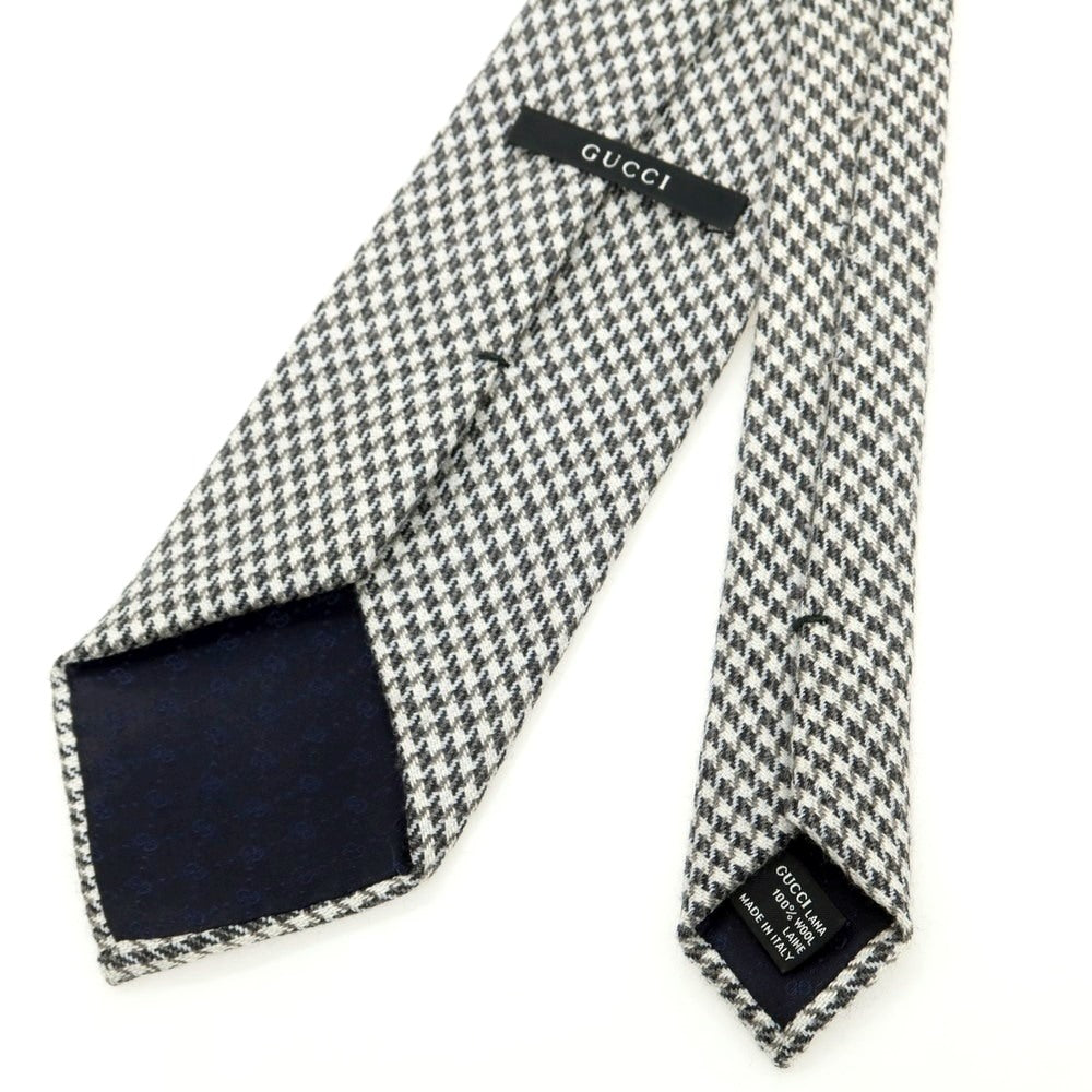 [Used] Gucci wool houndstooth checkered tie, grey x white [Condition: C] [Men&