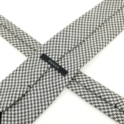 [Used] Gucci wool houndstooth checkered tie, grey x white [Condition: C] [Men&