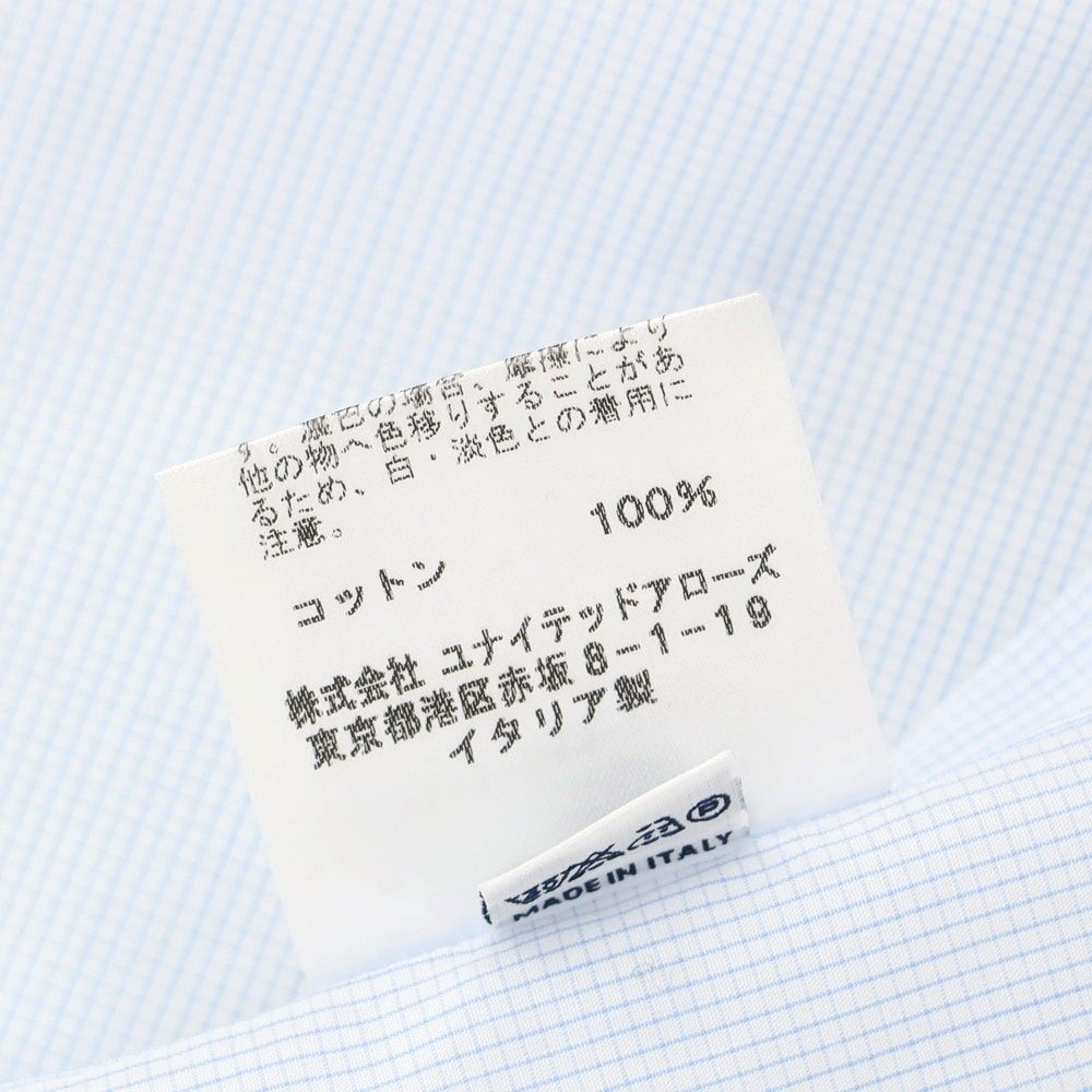 [Used] ERRICO FORMICOLA Cotton Graph Check Tab Collar Dress Shirt Light Blue x White [40] [Condition Rank C] [Men&
