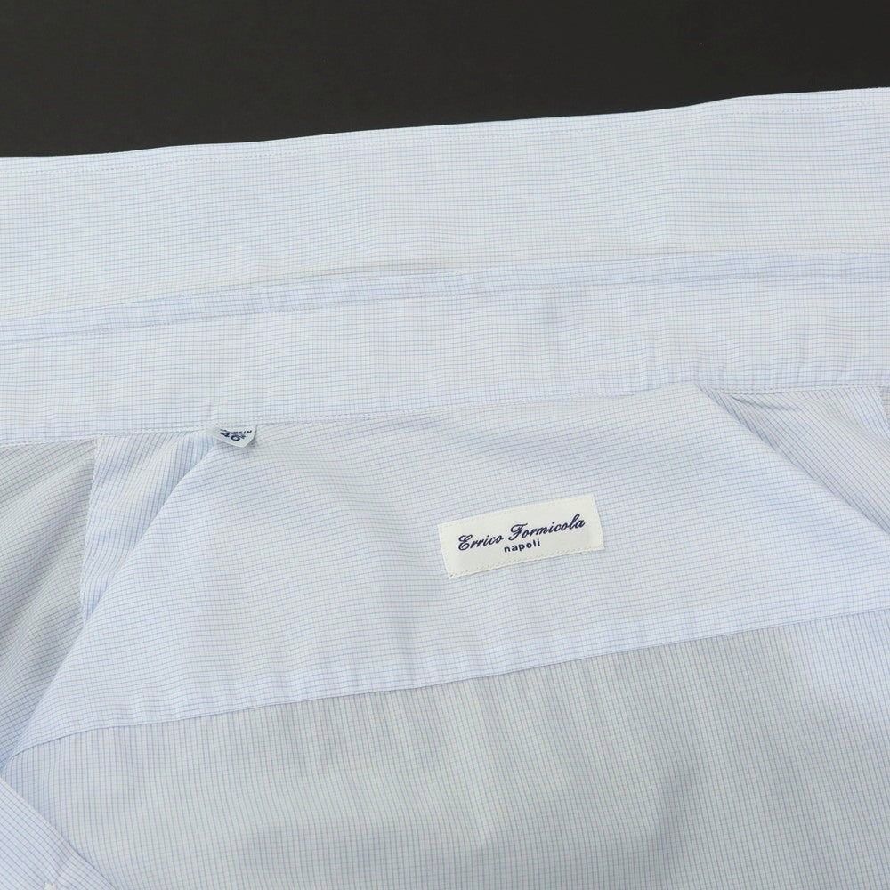 [Used] ERRICO FORMICOLA Cotton Graph Check Tab Collar Dress Shirt Light Blue x White [40] [Condition Rank C] [Men&