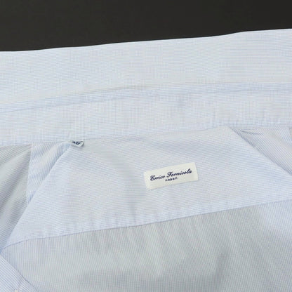 [Used] ERRICO FORMICOLA Cotton Graph Check Tab Collar Dress Shirt Light Blue x White [40] [Condition Rank C] [Men&