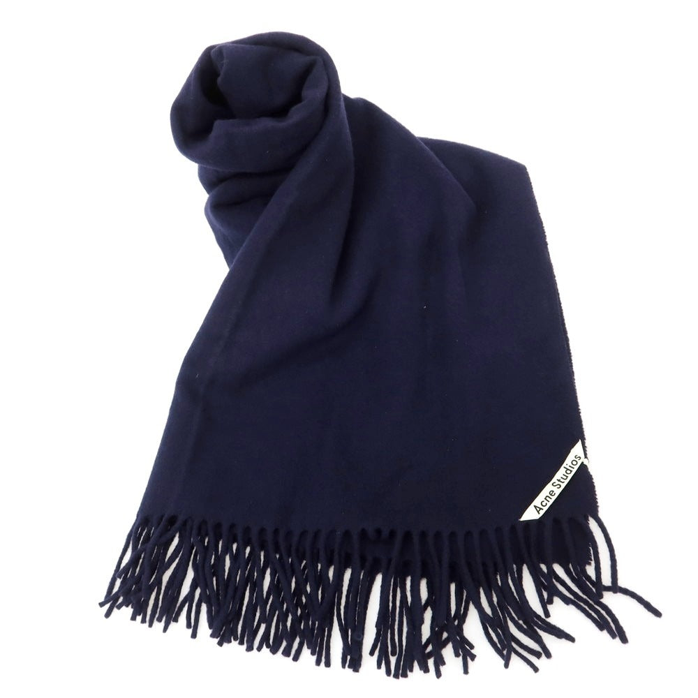 【中古】アクネストゥディオズ ACNE STUDIOS ウール 大判 マフラー ネイビー【 状態ランクC 】【 ユニセックス 】 [CPD]