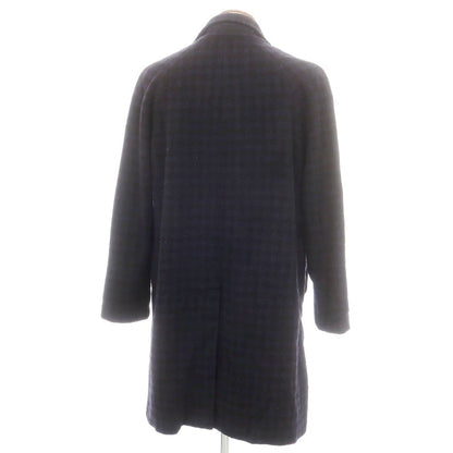 【中古】エム ピー ディ マッシモ ピオンボ MP di MASSIMO PIOMBO ウールナイロン チェック ロングコート ネイビーxブラック【 48 】【 状態ランクC 】【 メンズ 】