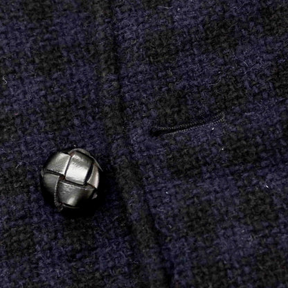 【中古】エム ピー ディ マッシモ ピオンボ MP di MASSIMO PIOMBO ウールナイロン チェック ロングコート ネイビーxブラック【 48 】【 状態ランクC 】【 メンズ 】