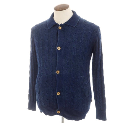 [Used] CASH CA Cable knit mid-gauge cotton knit collared cardigan, navy [L] [Condition: C] [Men&