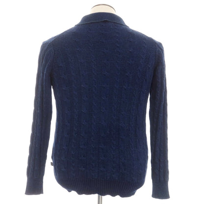 [Used] CASH CA Cable knit mid-gauge cotton knit collared cardigan, navy [L] [Condition: C] [Men&