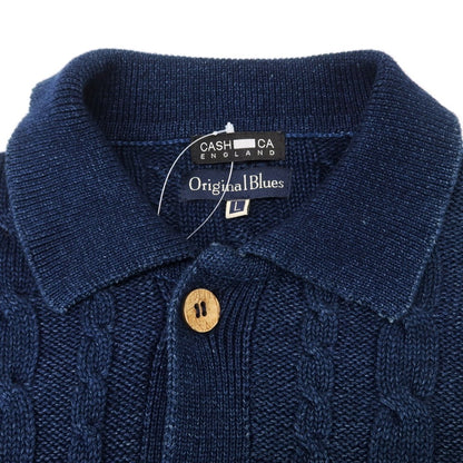 [Used] CASH CA Cable knit mid-gauge cotton knit collared cardigan, navy [L] [Condition: C] [Men&