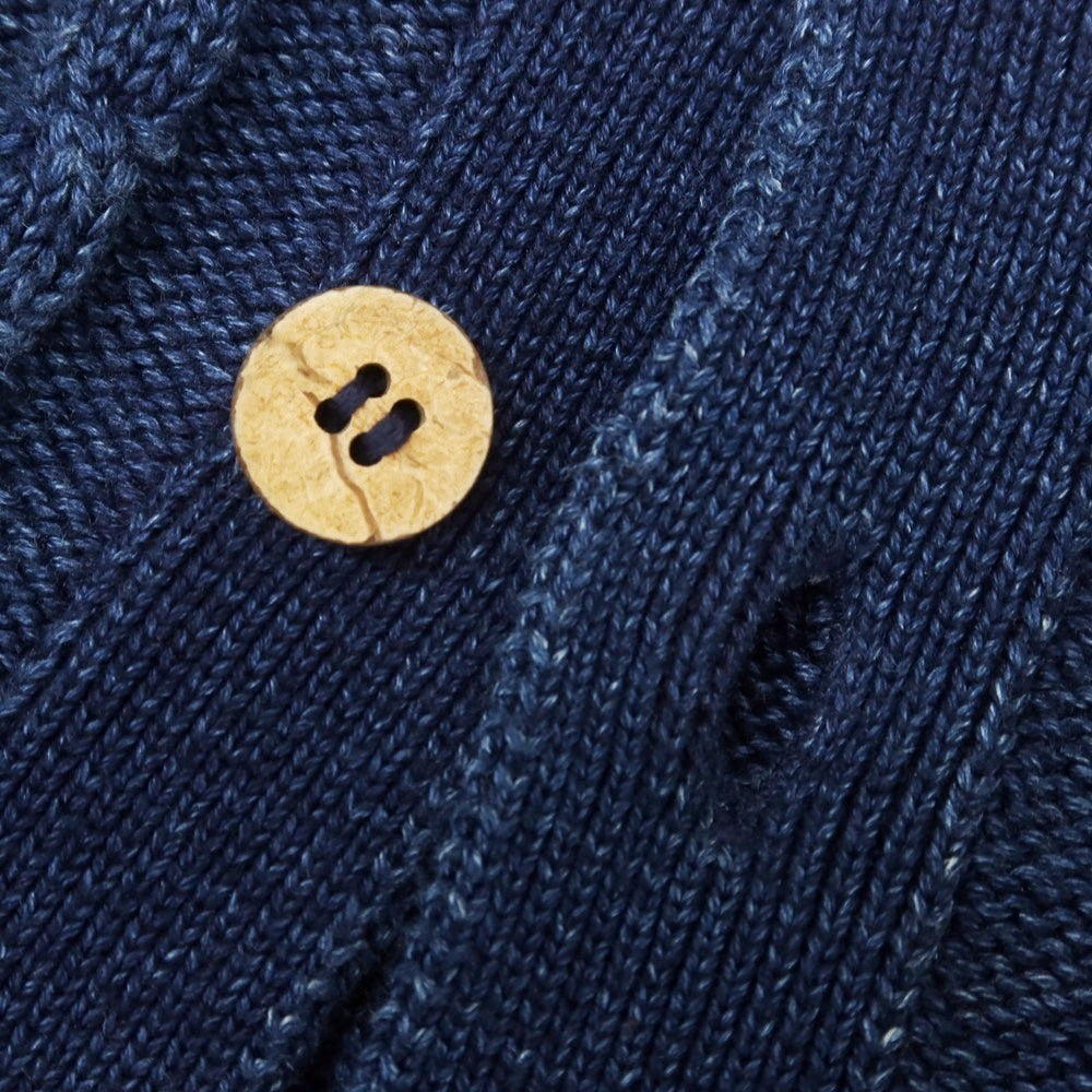 [Used] CASH CA Cable knit mid-gauge cotton knit collared cardigan, navy [L] [Condition: C] [Men&