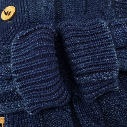 [Used] CASH CA Cable knit mid-gauge cotton knit collared cardigan, navy [L] [Condition: C] [Men&