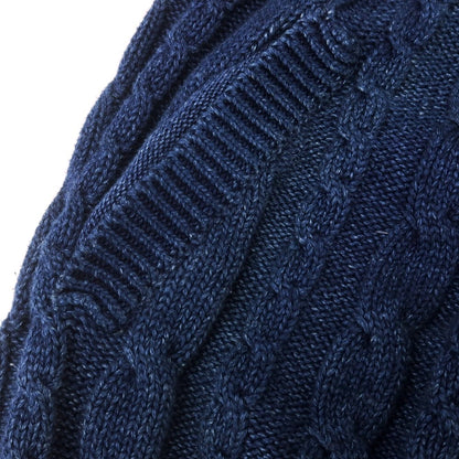 [Used] CASH CA Cable knit mid-gauge cotton knit collared cardigan, navy [L] [Condition: C] [Men&