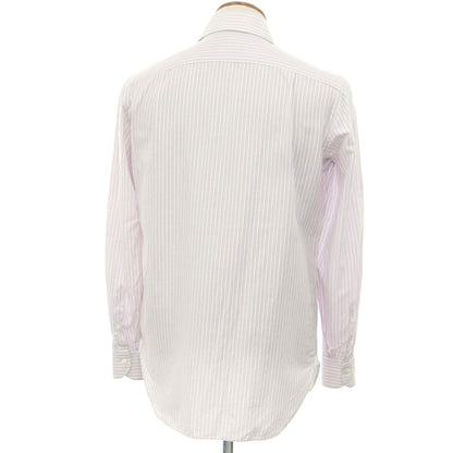 [Used] Luigi Borrelli Cotton Striped Semi-Wide Collar Dress Shirt White x Lavender [39] [Condition Rank C] [Men&