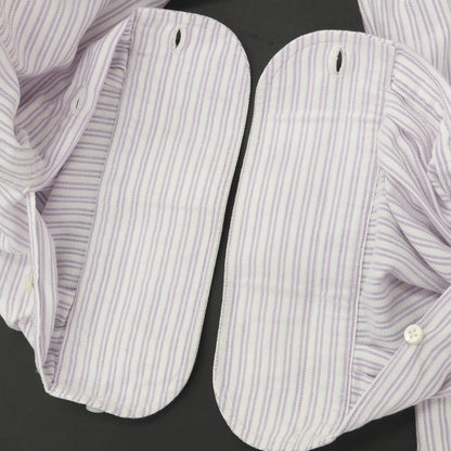 [Used] Luigi Borrelli Cotton Striped Semi-Wide Collar Dress Shirt White x Lavender [39] [Condition Rank C] [Men&
