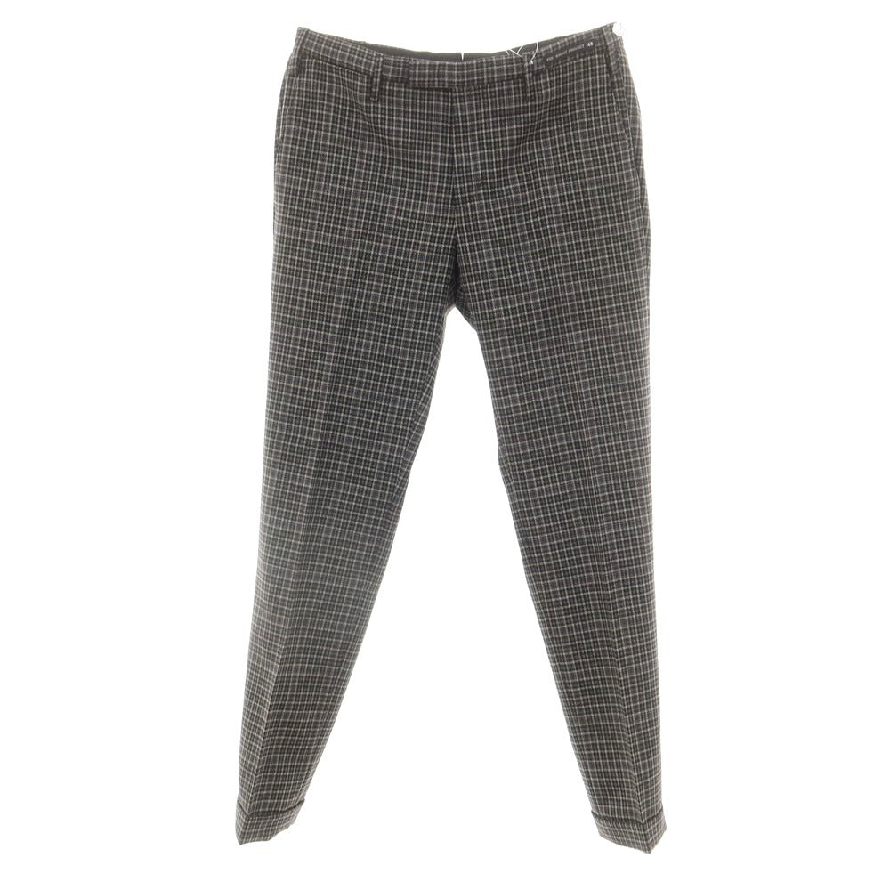 [Used] PT01 GHOST PROJECT stretch wool check dress slacks pants gray x dark purple [48] [Condition rank A] [Men&
