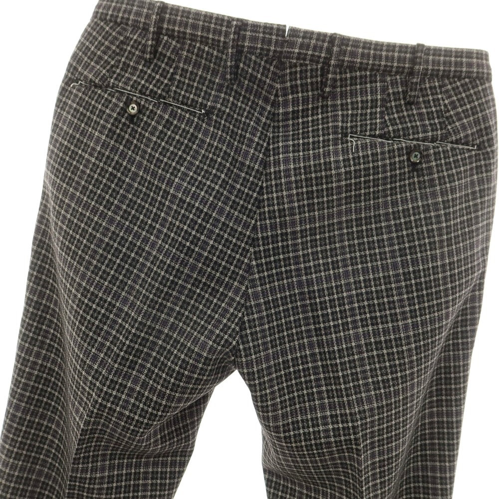 [Used] PT01 GHOST PROJECT stretch wool check dress slacks pants gray x dark purple [48] [Condition rank A] [Men&
