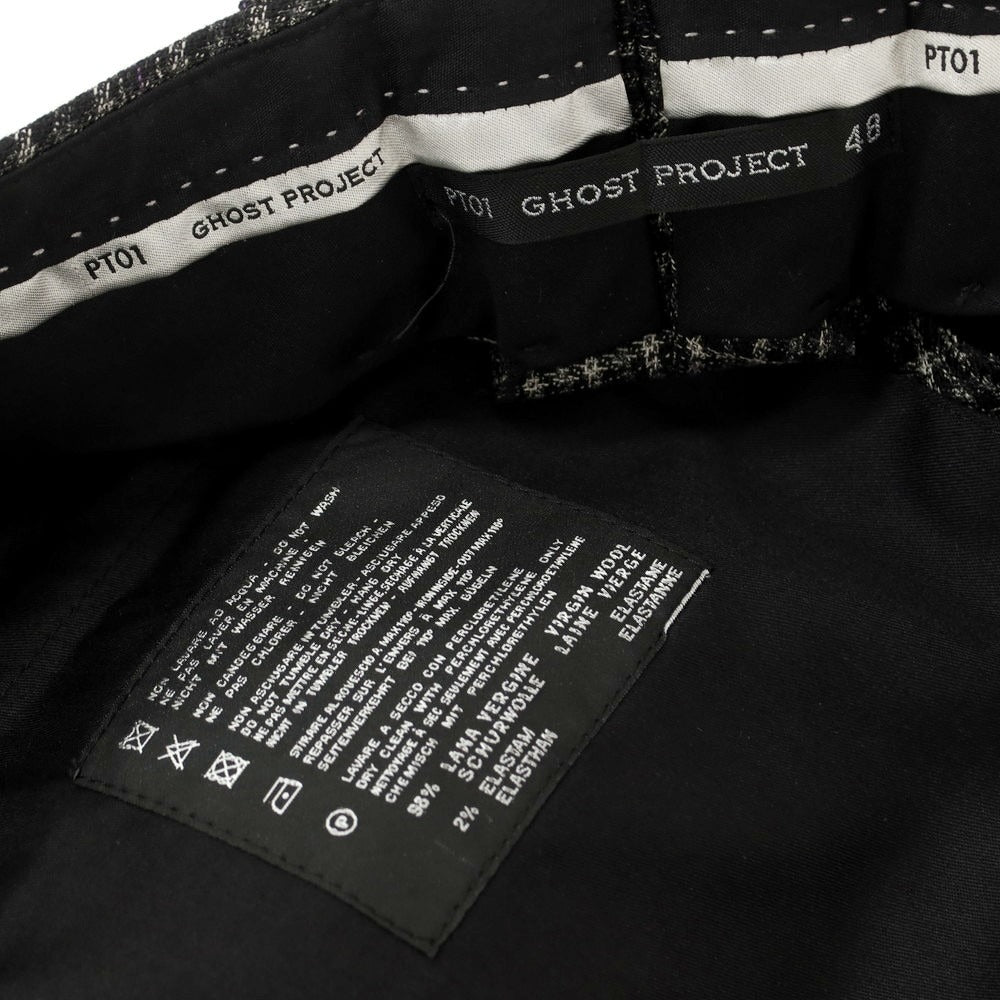 [Used] PT01 GHOST PROJECT stretch wool check dress slacks pants gray x dark purple [48] [Condition rank A] [Men&