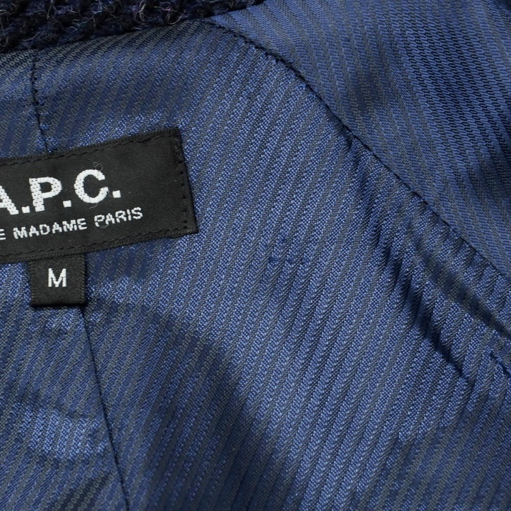 【中古】アーペーセー A.P.C. ウール ヘリンボーン織り ステンカラーコート ネイビー【 M 】【 状態ランクB 】【 メンズ 】