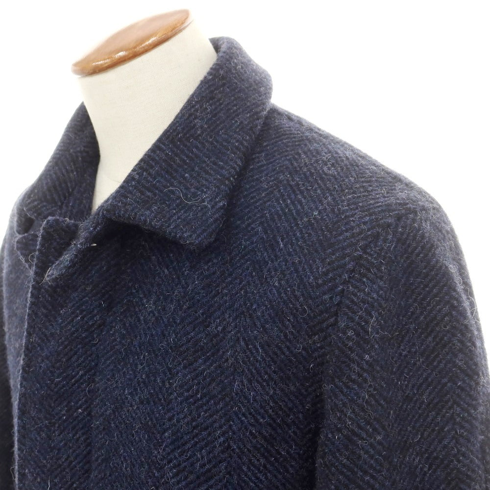 【中古】アーペーセー A.P.C. ウール ヘリンボーン織り ステンカラーコート ネイビー【 M 】【 状態ランクB 】【 メンズ 】