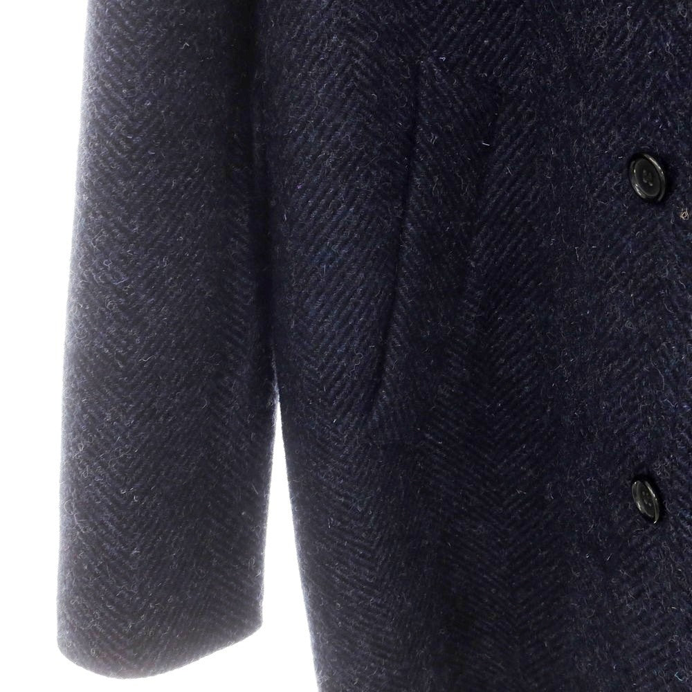 【中古】アーペーセー A.P.C. ウール ヘリンボーン織り ステンカラーコート ネイビー【 M 】【 状態ランクB 】【 メンズ 】