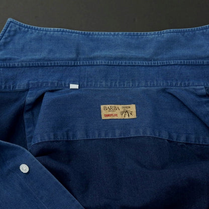 [Used] BARBA DANDY LIFE Cotton Horizontal Collar Casual Shirt Dark Blue [M] [Condition Rank B] [Men&