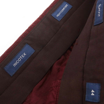 【中古】【未使用】インコテックス INCOTEX ストレッチ コットン 細畝 コーデュロイパンツ ボルドー【 44 】【 状態ランクS 】【 メンズ 】