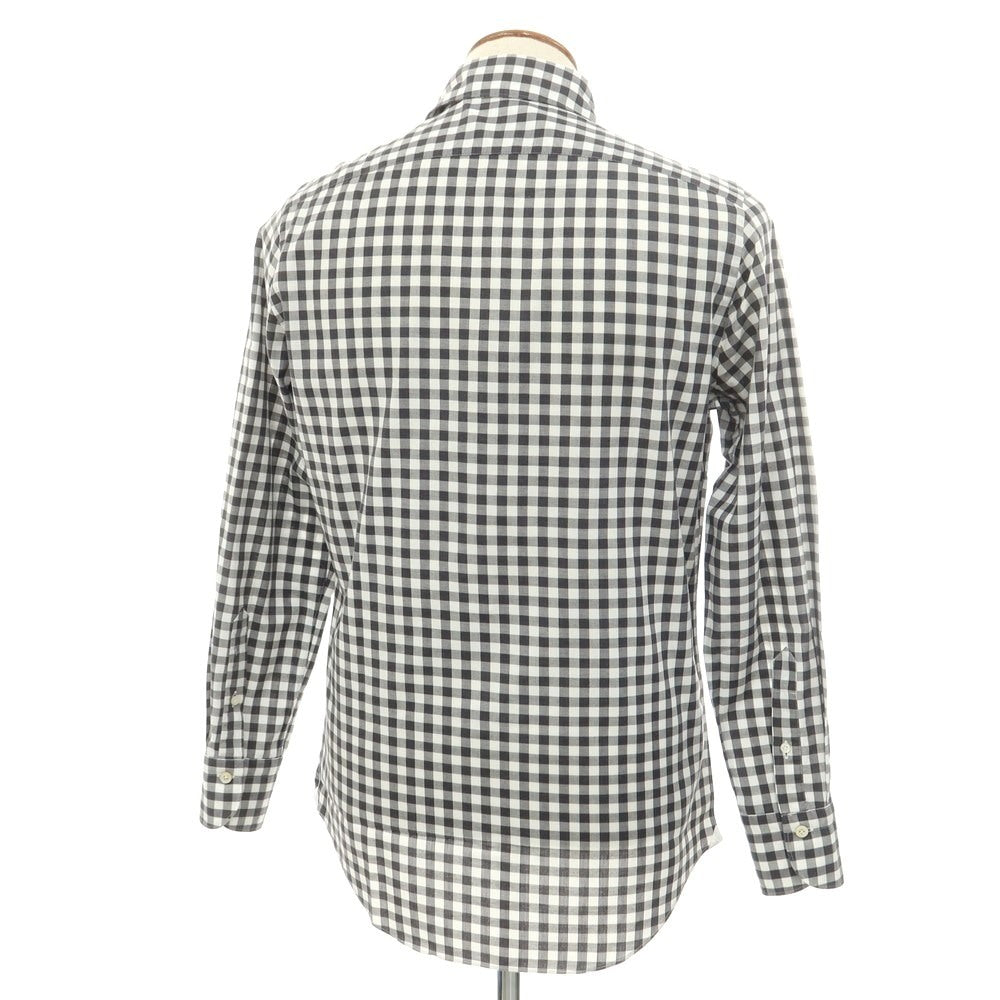 [Used] Finamore Cotton Gingham Check Horizontal Collar Casual Shirt Charcoal x White [39] [Condition Rank B] [Men&