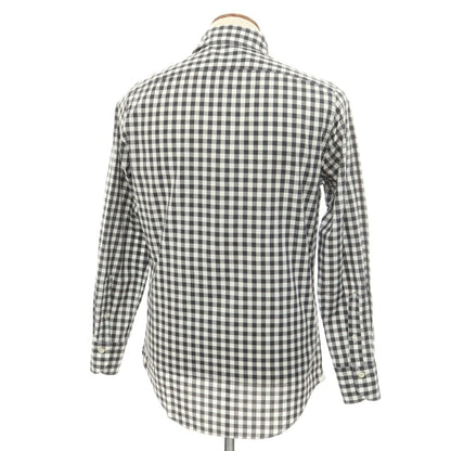 [Used] Finamore Cotton Gingham Check Horizontal Collar Casual Shirt Charcoal x White [39] [Condition Rank B] [Men&