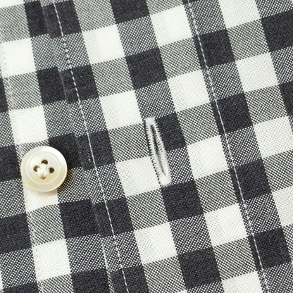 [Used] Finamore Cotton Gingham Check Horizontal Collar Casual Shirt Charcoal x White [39] [Condition Rank B] [Men&