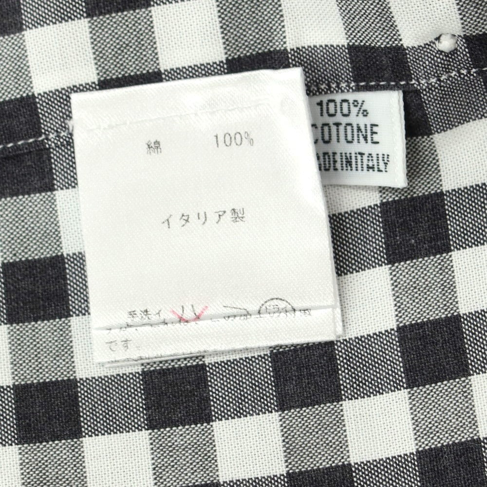[Used] Finamore Cotton Gingham Check Horizontal Collar Casual Shirt Charcoal x White [39] [Condition Rank B] [Men&