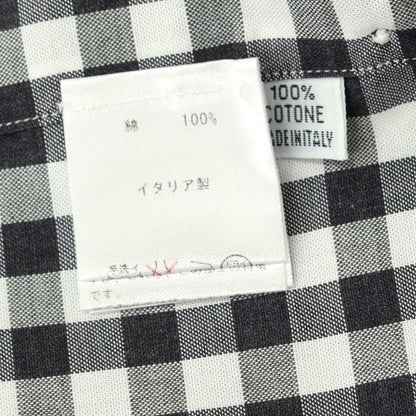 [Used] Finamore Cotton Gingham Check Horizontal Collar Casual Shirt Charcoal x White [39] [Condition Rank B] [Men&