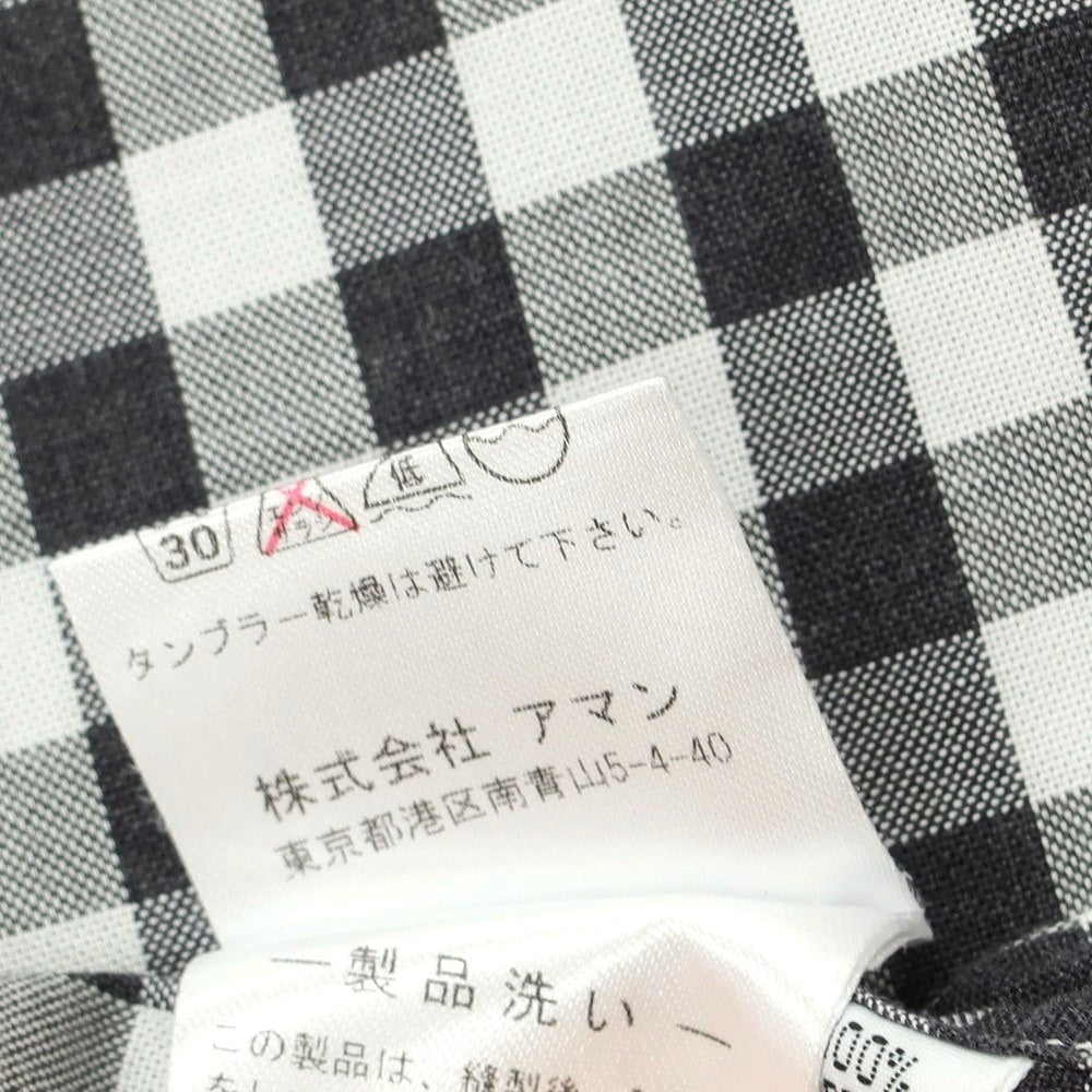 [Used] Finamore Cotton Gingham Check Horizontal Collar Casual Shirt Charcoal x White [39] [Condition Rank B] [Men&