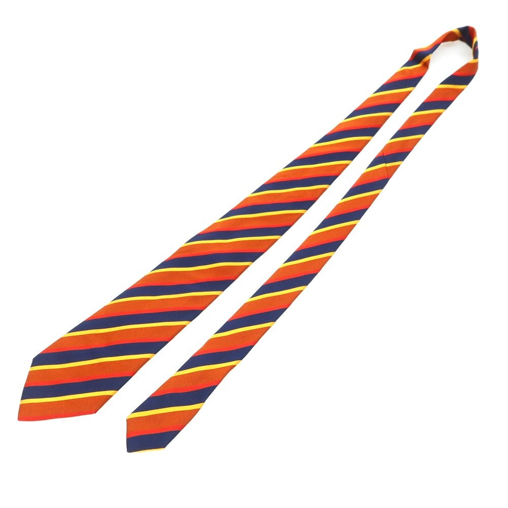 [Used] Franco Bassi striped necktie, orange brown x navy [Condition: C] [Men&