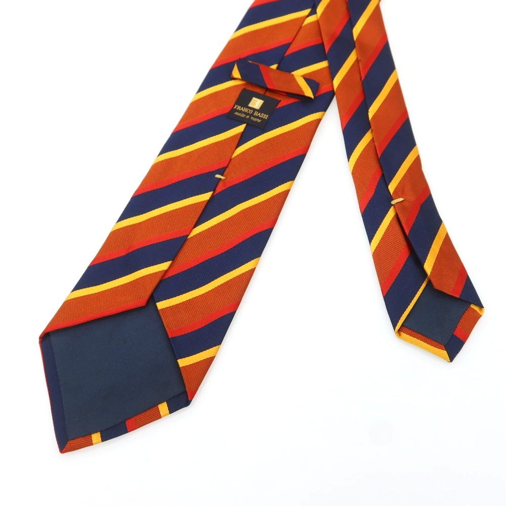 [Used] Franco Bassi striped necktie, orange brown x navy [Condition: C] [Men&