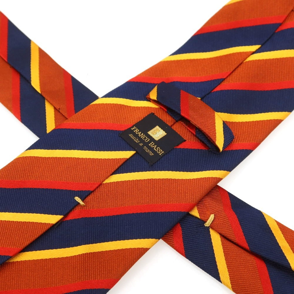 [Used] Franco Bassi striped necktie, orange brown x navy [Condition: C] [Men&