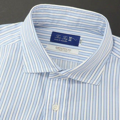 [Used] Tex Teq Kamakura Shirt, Cotton Stripe Wide Collar Dress Shirt, Blue x Navy [40-82] [Condition Rank B] [Men&