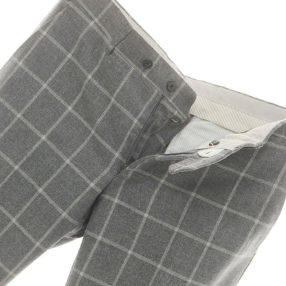 【中古】ジェルマーノ GERMANO ウールコットンカシミヤ チェック ドレススラックスパンツ グレーxホワイト【 50 】【 状態ランクC 】【 メンズ 】