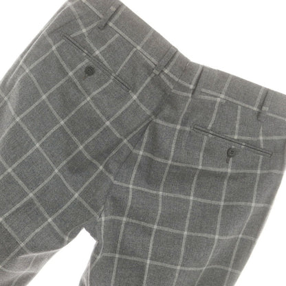 【中古】ジェルマーノ GERMANO ウールコットンカシミヤ チェック ドレススラックスパンツ グレーxホワイト【 50 】【 状態ランクC 】【 メンズ 】