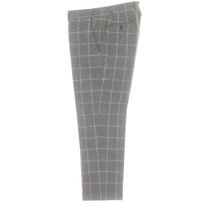 【中古】ジェルマーノ GERMANO ウールコットンカシミヤ チェック ドレススラックスパンツ グレーxホワイト【 50 】【 状態ランクC 】【 メンズ 】