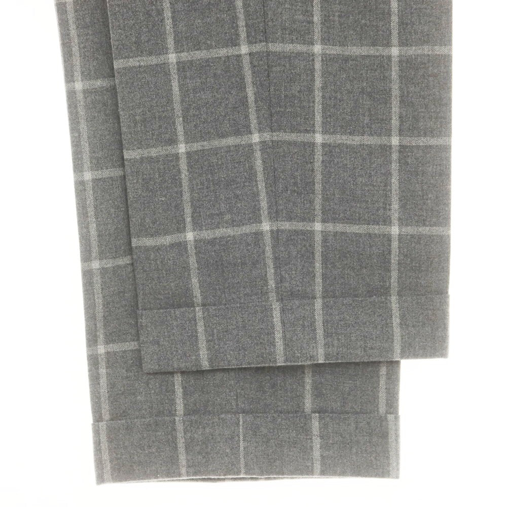 【中古】ジェルマーノ GERMANO ウールコットンカシミヤ チェック ドレススラックスパンツ グレーxホワイト【 50 】【 状態ランクC 】【 メンズ 】