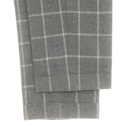 【中古】ジェルマーノ GERMANO ウールコットンカシミヤ チェック ドレススラックスパンツ グレーxホワイト【 50 】【 状態ランクC 】【 メンズ 】