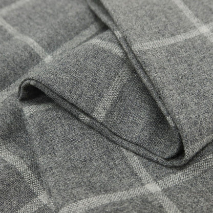 【中古】ジェルマーノ GERMANO ウールコットンカシミヤ チェック ドレススラックスパンツ グレーxホワイト【 50 】【 状態ランクC 】【 メンズ 】