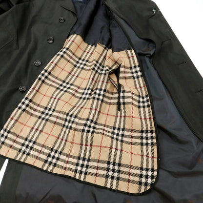 【中古】バーバリーロンドン BURBERRY LONDON ウールシルク ステンカラーコート ブラックカーキ【 90-165-4 】【 状態ランクB 】【 メンズ 】