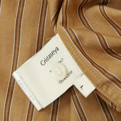 [Used] CristaSeya Cotton Striped Regular Collar Casual Shirt Light Brown [L] [Condition Rank B] [Men&